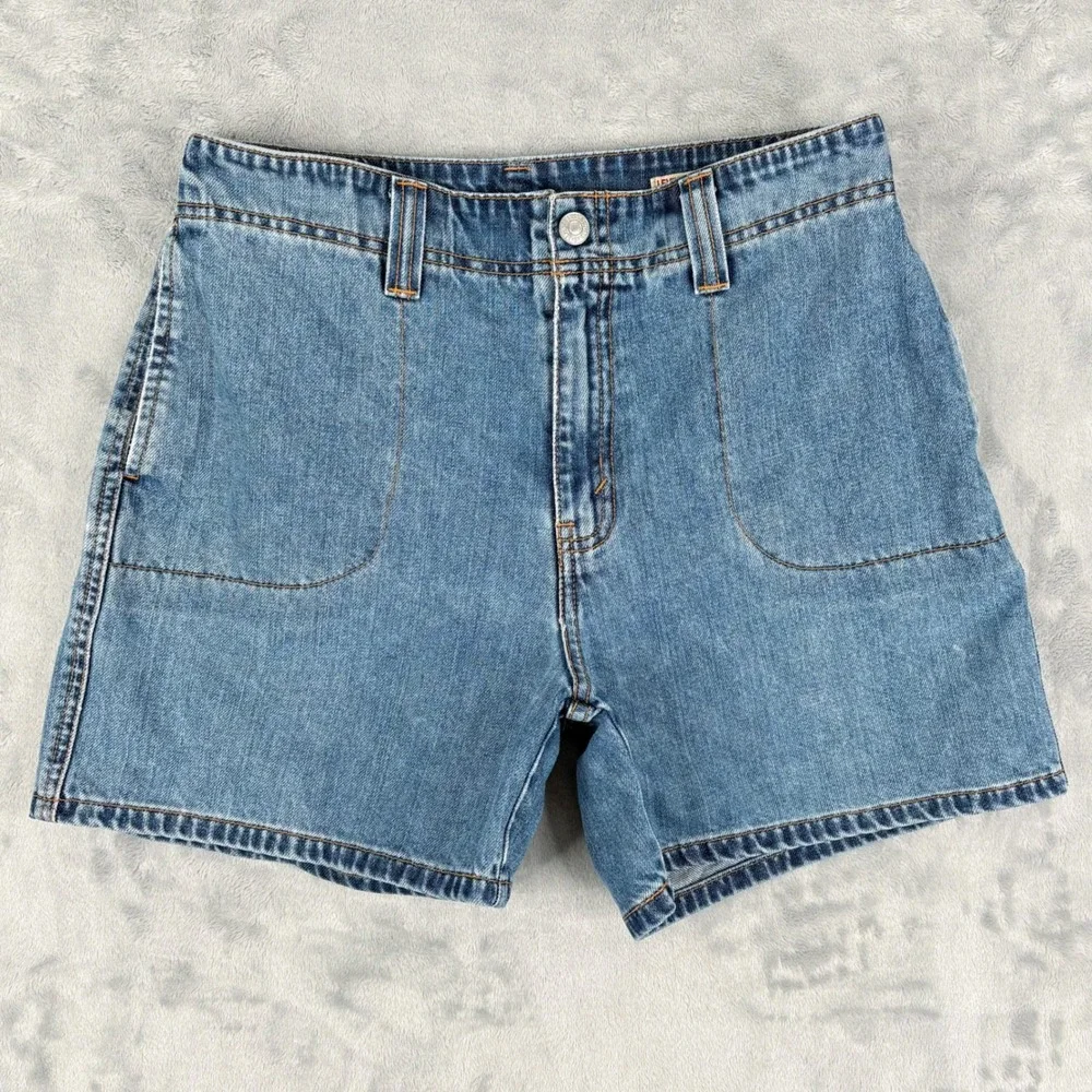 Vintage Y2K Levi's Utility High Waisted Jean Shorts‎ Womens 6x5 Blue Flap Pocket